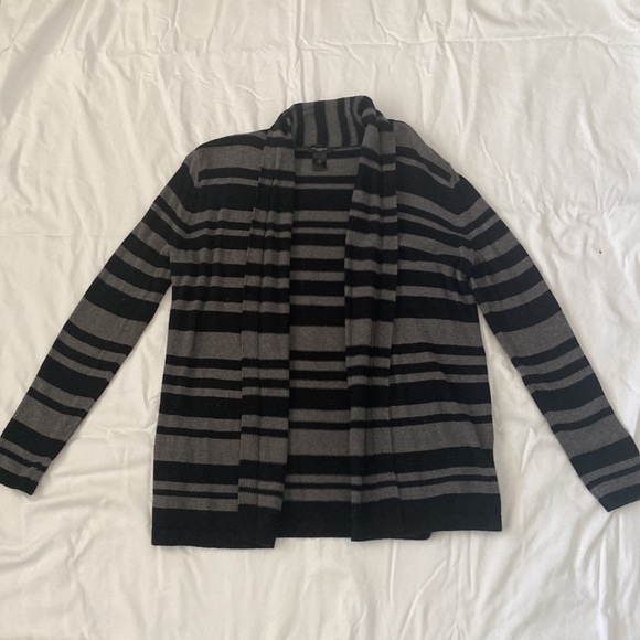 VGUC Ann Taylor Black and Gray Striped Open Front Cardigan, Medium - Picture 4 of 4
